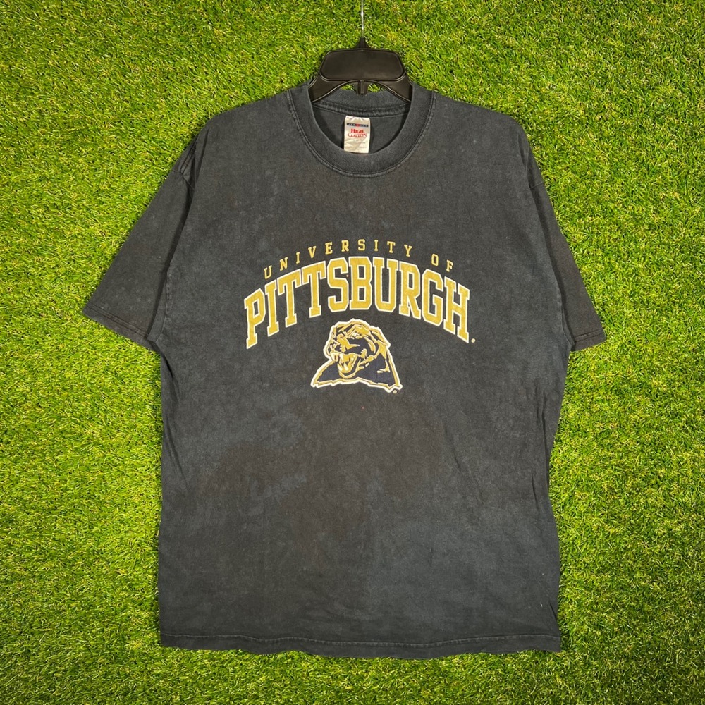 Vintage Jerzees University of Pittsburgh Pitt Panthers T-Shirt XL Faded Black
